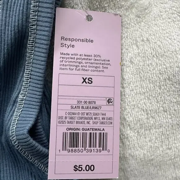 Lot (3) Wild Fable Womens XS Crop Tank Top Slate Blue Sleeveless Scoop Neck NEW - Picture 7 of 9